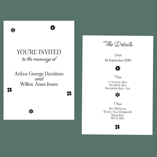 Wedding Invitations - Monochrome Flowers