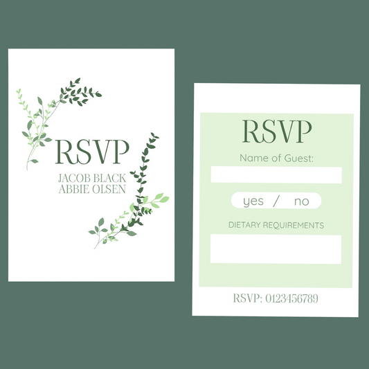 RSVP Cards - Sage Leaves