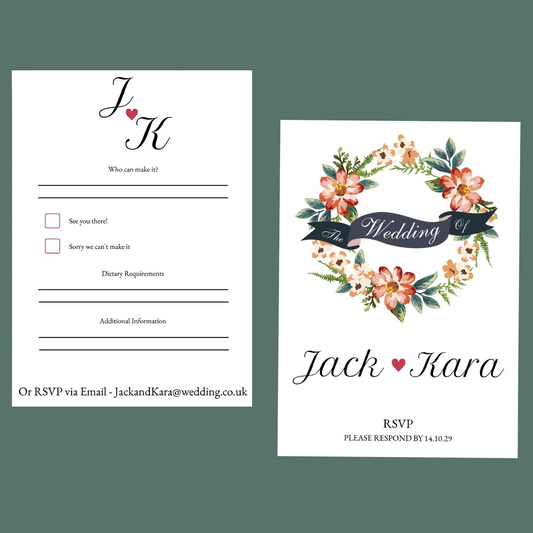 RSVP Cards - Flower Wreath