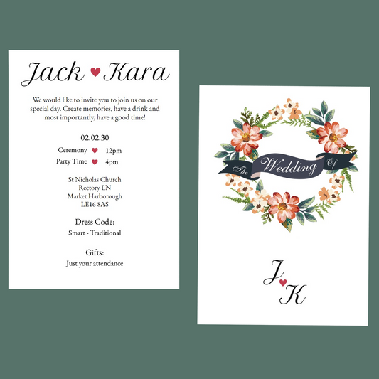 Wedding Invitations - Flower Wreath