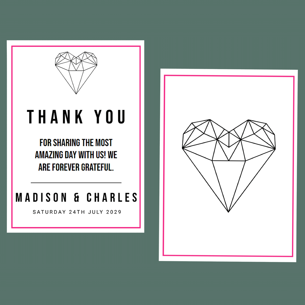 Thank You Cards - Diamond Heart