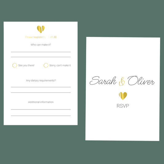 RSVP Cards - Gold Hearts