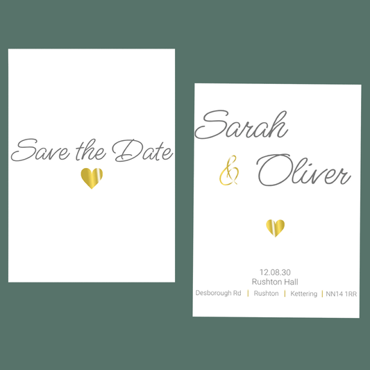 Save The Dates - Gold Hearts