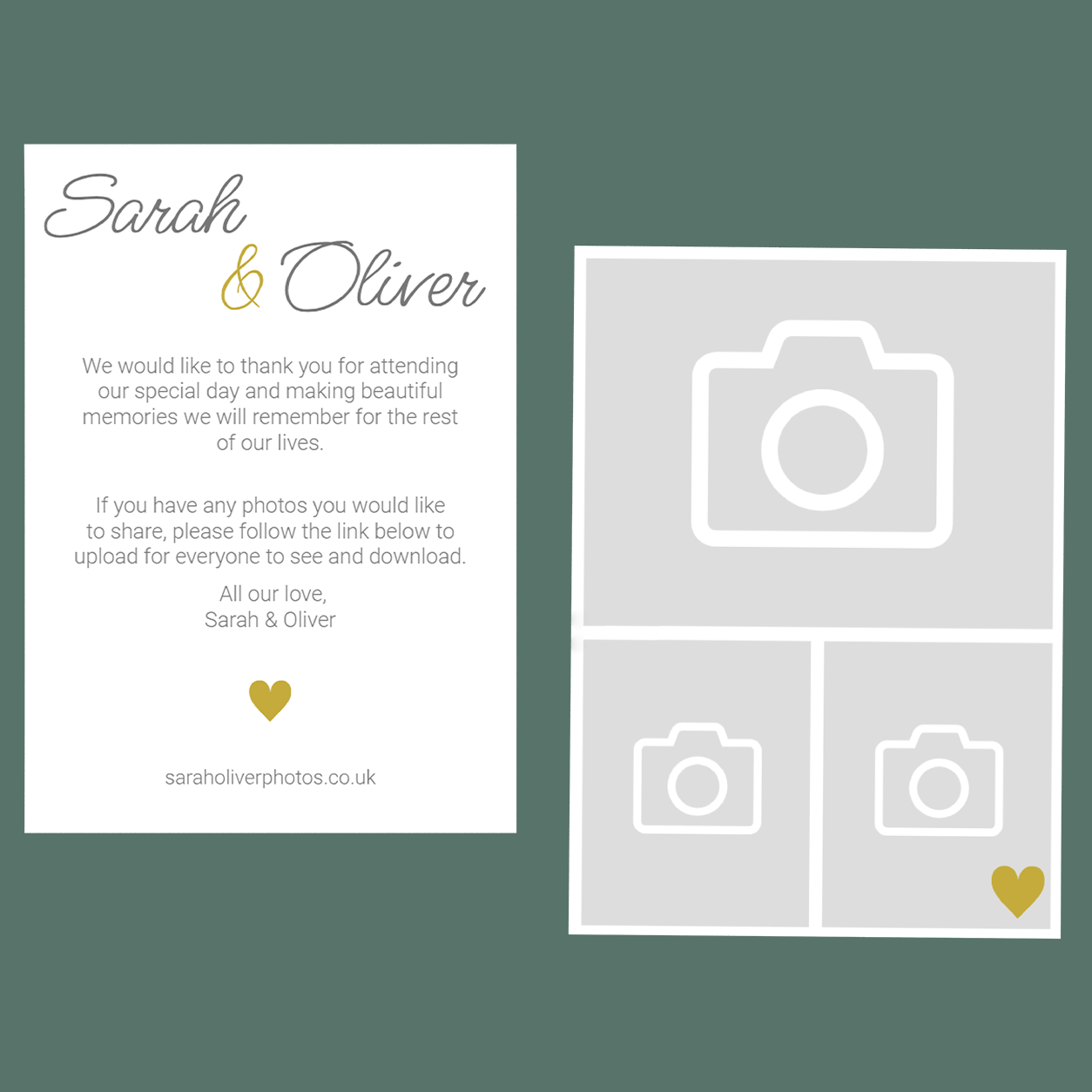 Thank You Cards - Gold Hearts