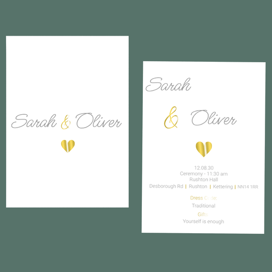 Wedding Invitations - Gold Hearts