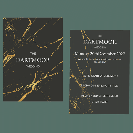 Wedding Invitations - Gold Marble