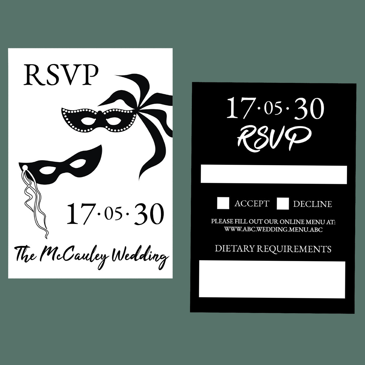RSVP Cards - Masquerade