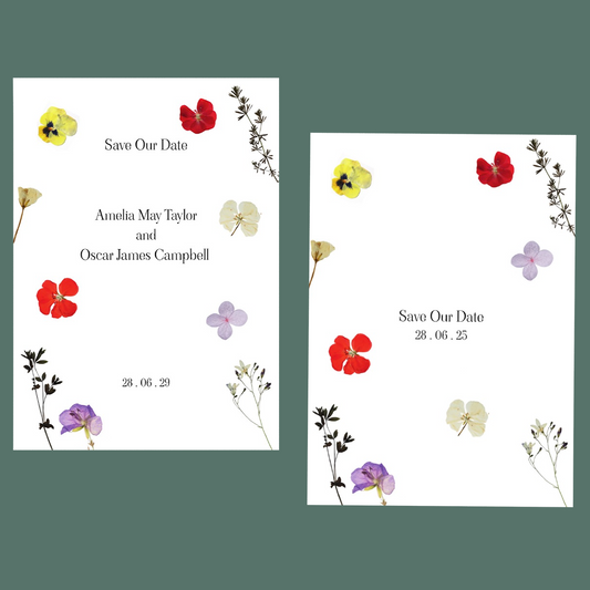Save The Dates - Pressed Flowers