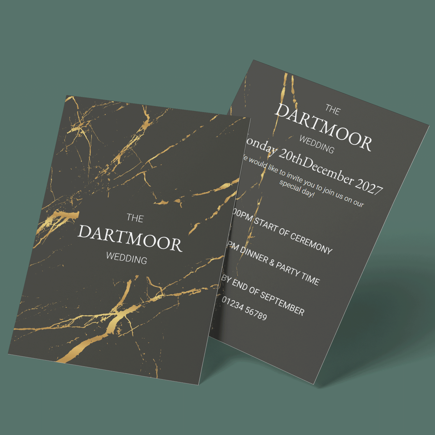 Wedding Invitations - Gold Marble